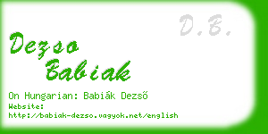dezso babiak business card